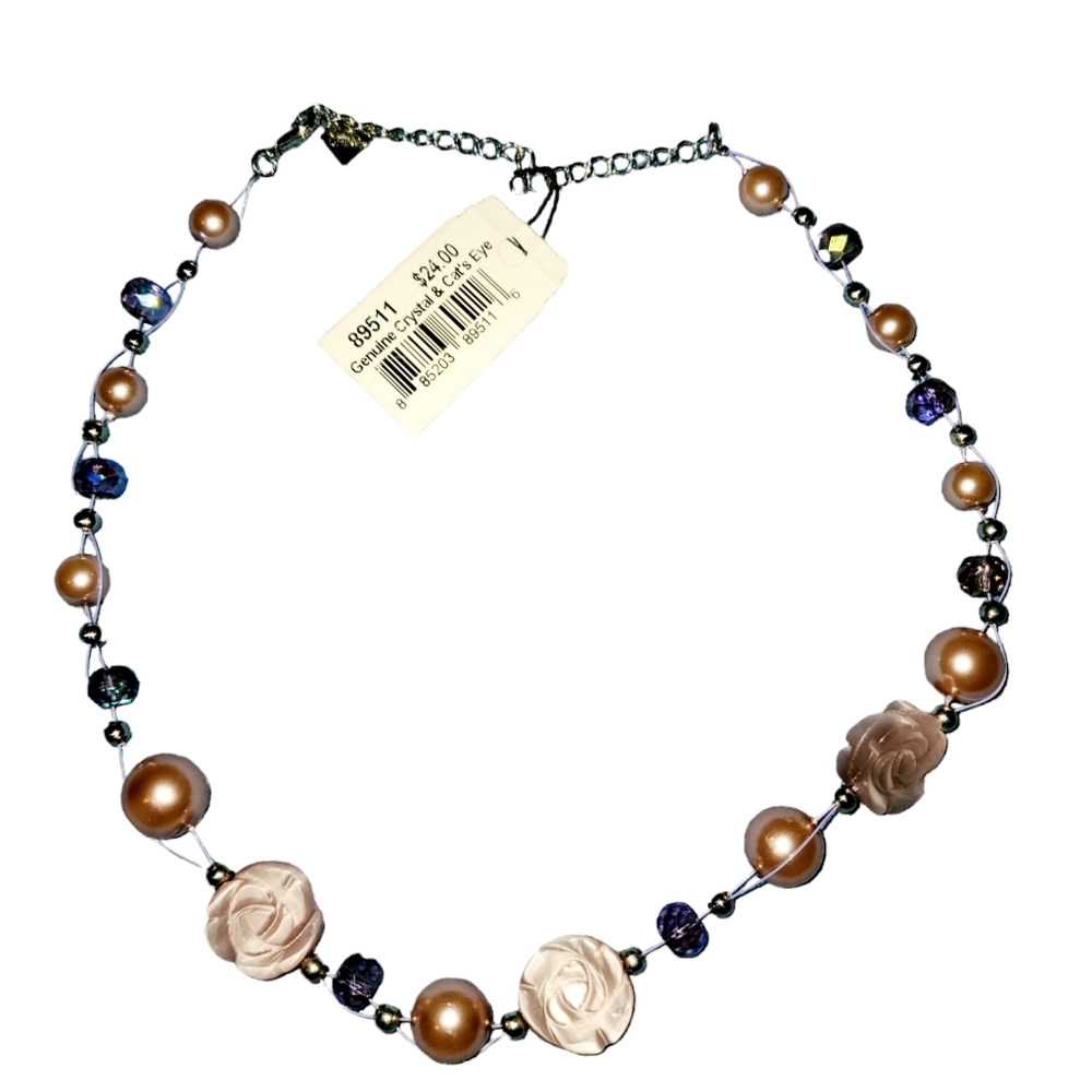 Cookie Lee Crystal and Cat's Eye Necklace